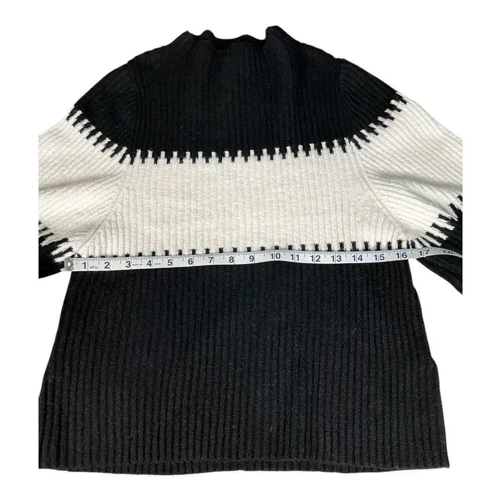 French Connection New Without Tag Black & White Sweater Medium Mock Turtle Neck